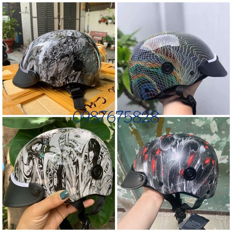 Nón bảo hiểm carbon 1/2 nhúng cacbon có  nút thông gió chất lượng tuyệt  đối  chất lượng