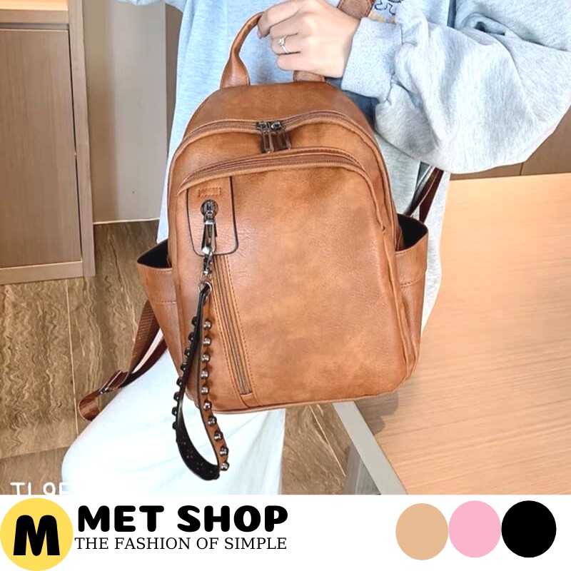 Túi trơn UNISEX da mềm cao cấp, Balo đi học thời trang chống nước Ulzzang, Balo du lịch đựng laptop lớn YYD