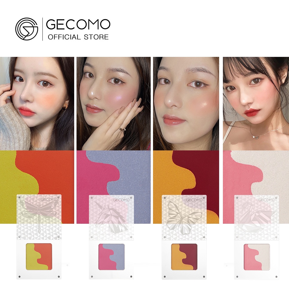 Phấn Má Hồng GECOMO 2 Trong 1 Màu Ánh Ngọc Trai Lấp Lánh