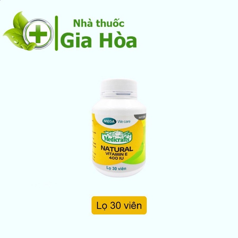 Medicraft Natural Vitamin E 400 – Viên uống Vitamin E làm đẹp da, chậm lão hoá da, giảm nếp nhăn (Lọ 30 viên)