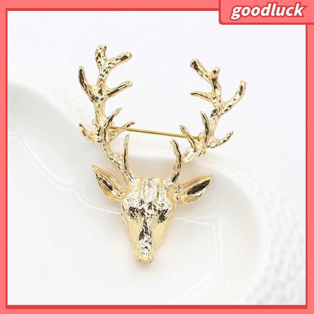 Ghim Cài Áo Hình Đầu Hươu Đính Đá Nhân Tạo Thời Trang Cho Nam Nữ