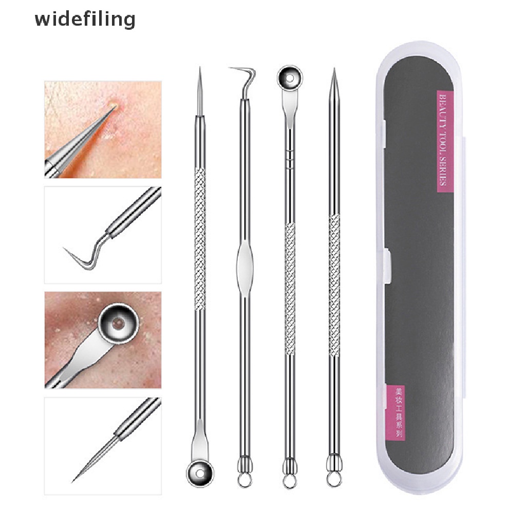 [Hàng mới về] Set 4 dụng cụ nặn mụn đầu đen không gây vết thâm chăm sóc da mặt tiện lợi