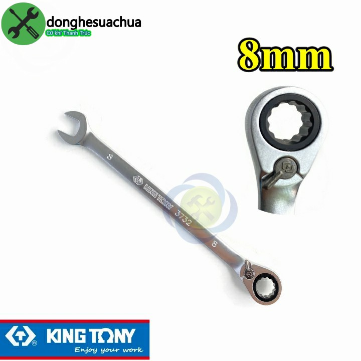 Cờ lê vòng miệng tự động 8mm Kingtony 373208M có khóa gạt