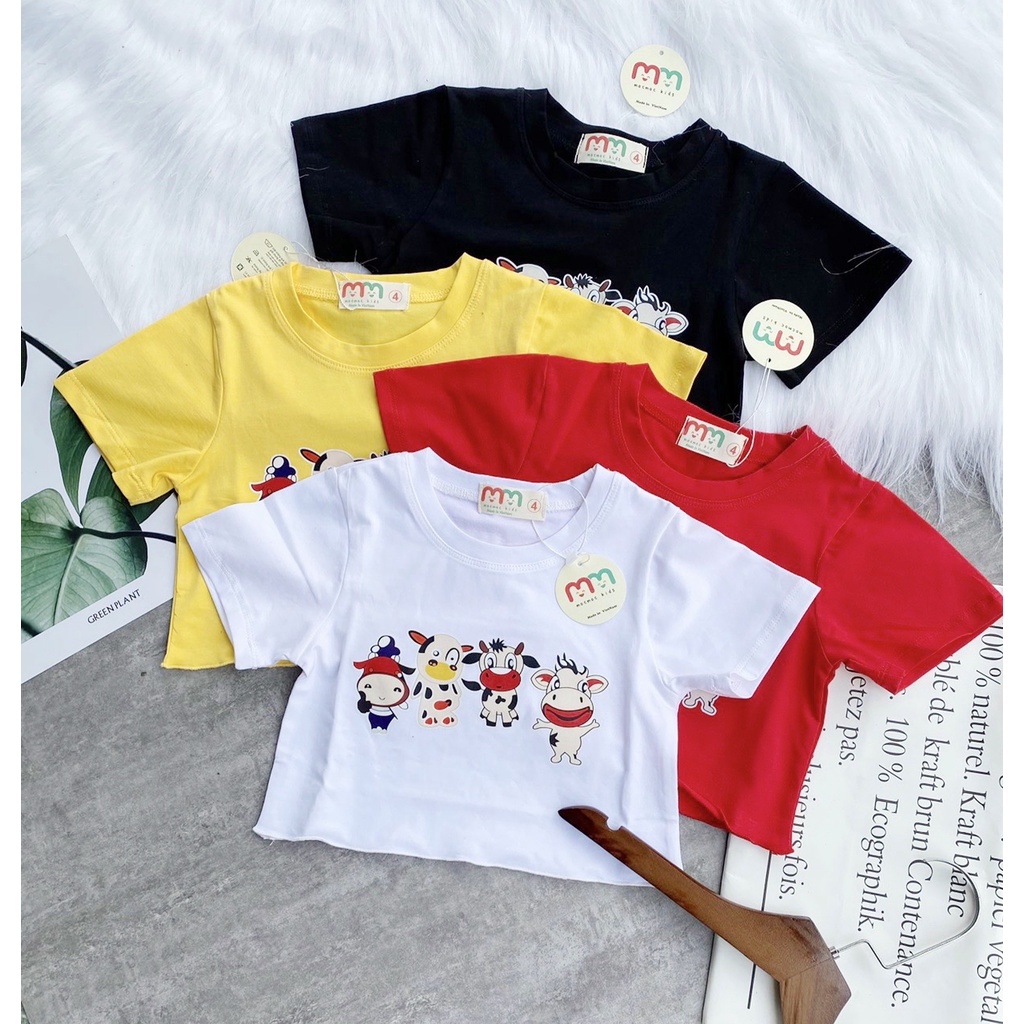 Set thể thao bé gái size đại cá tính áo croptop bò sữa quần jogger thun cotton co dãn thoải mái cho bé 31kg đến 44kg