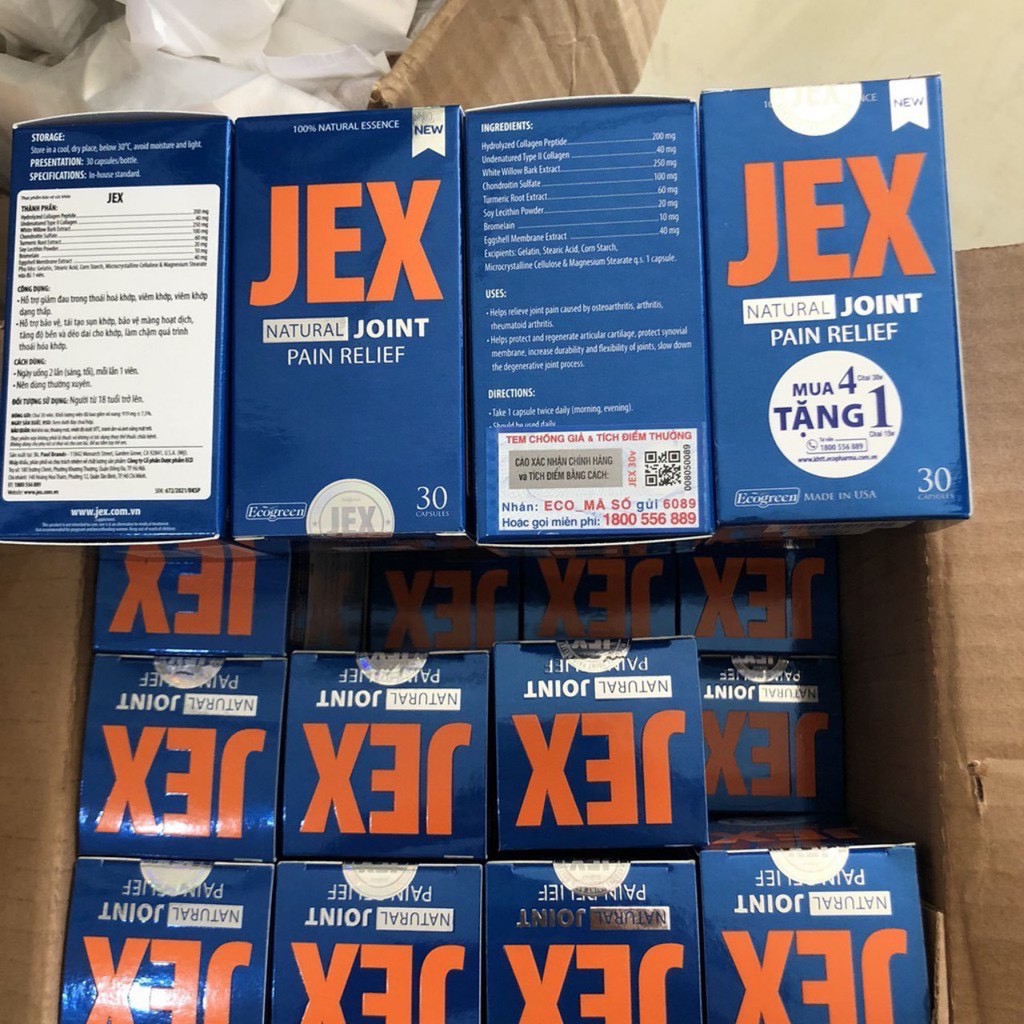 Viên uống Jex Natural Joint Pain Relief hỗ trợ giảm đau viêm khớp,chai 60