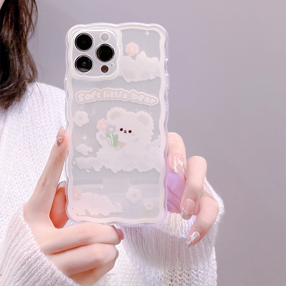 Ốp Lưng Phone Điện Thoại Hình Gấu Hồng Cho Tương Thích Với IPhone 11 12 13 Pro Max X Xr Xs Max