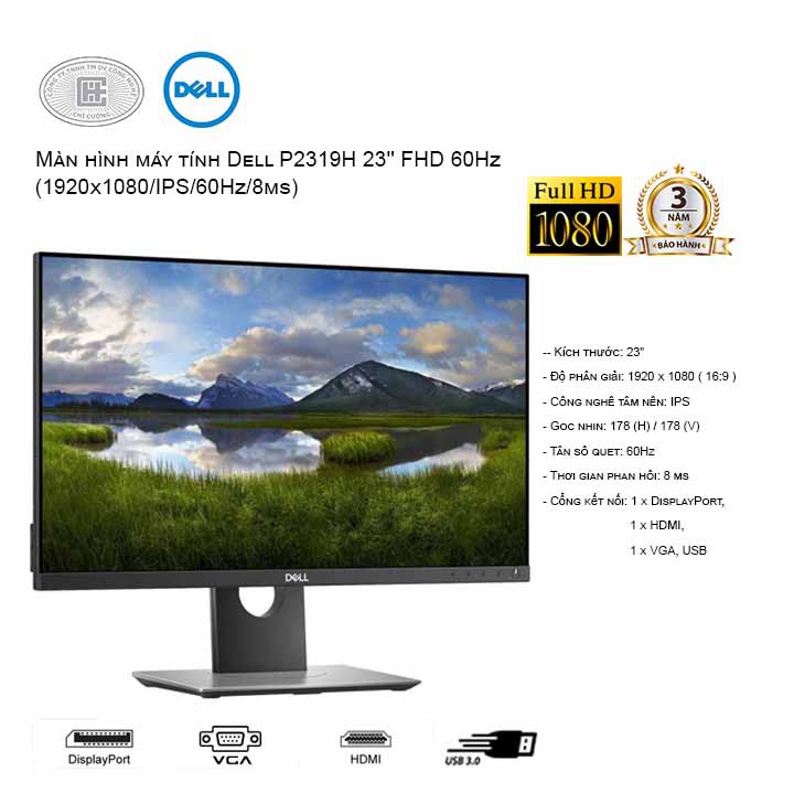 Màn Hình Dell 23″ P2319H (1920×1080/IPS/60Hz/8ms)