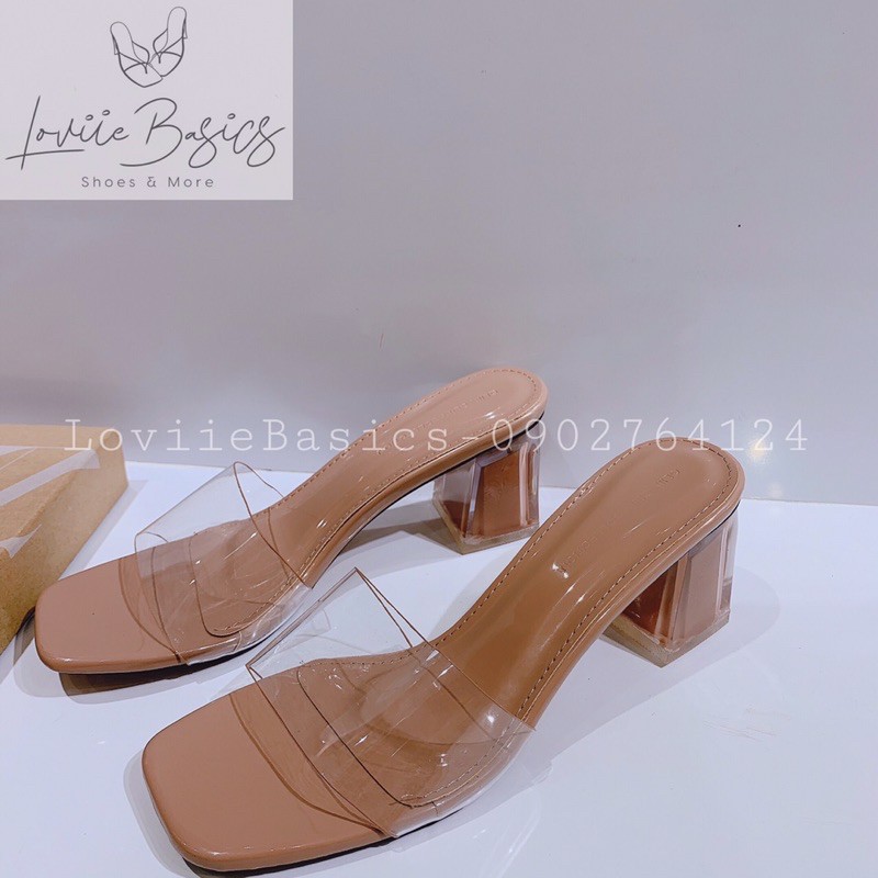 LOVIIE BASICS - DÉP CAO GÓT NỮ QUAI TRONG MICA ĐẾ SƠN CHIỀU CAO 5 PHÂN - DÉP CAO GÓT NỮ QUAI TRONG - KEM - D200844