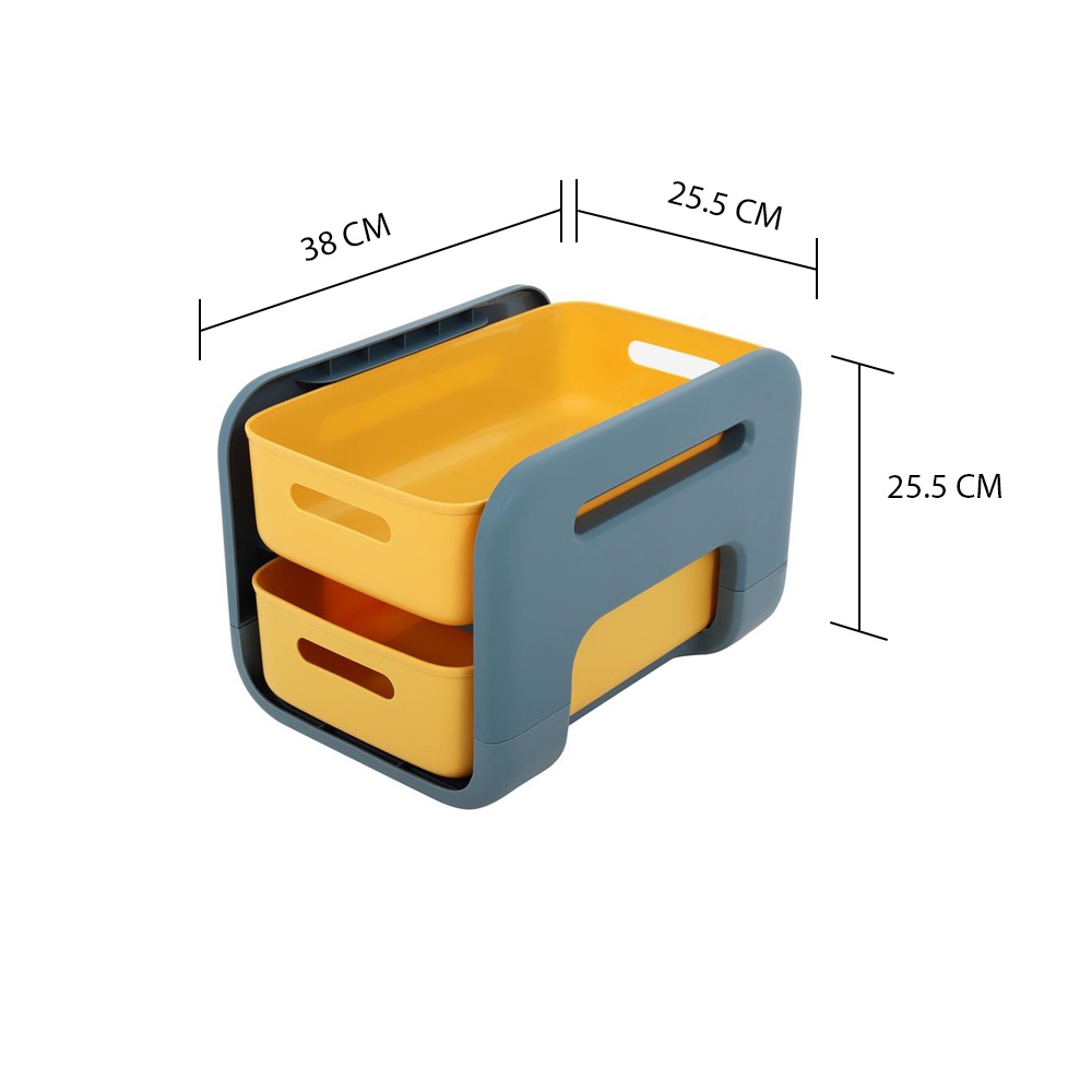 HomeBase STACKO Giá đựng đồ 2 tầng bằng nhựa MARU 25.5X38X25.5cm màu vàng