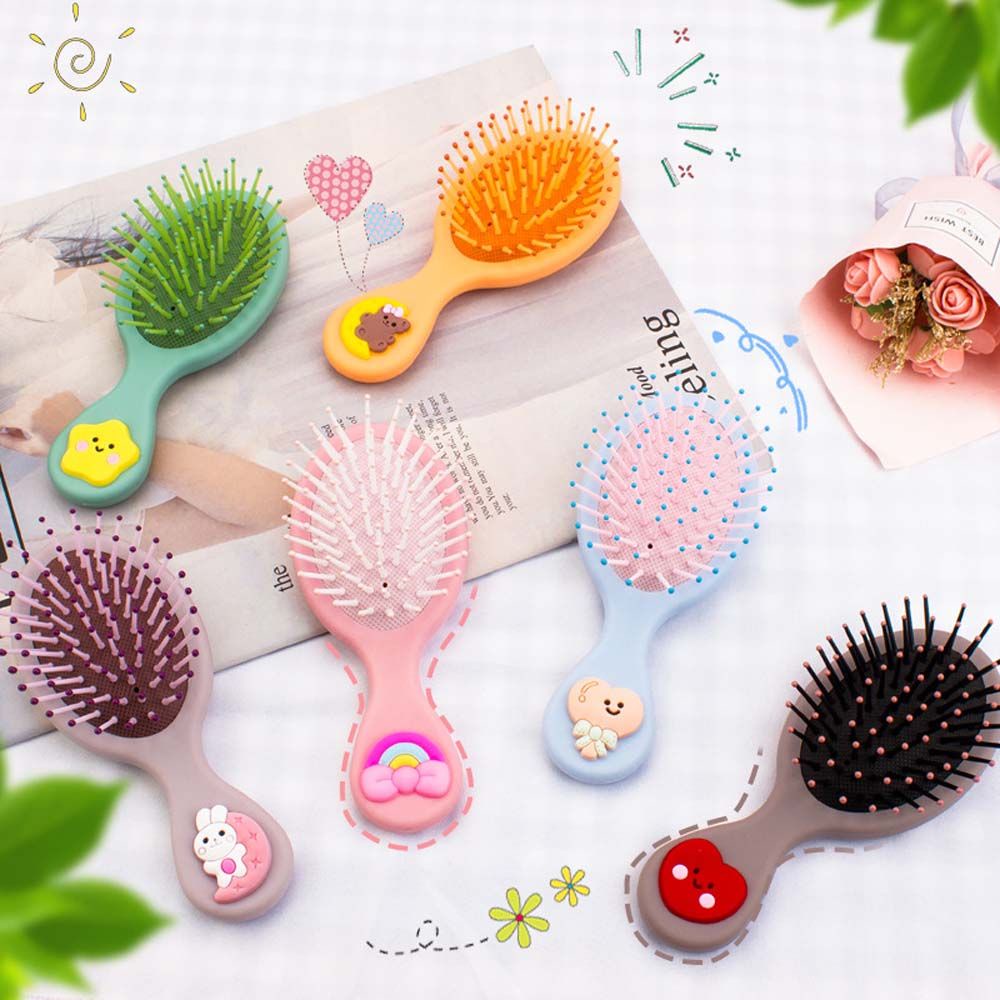 Lược chải tóc nhỏ gọn có gương hình tròn chống tĩnh điện phong cách Hàn Quốc