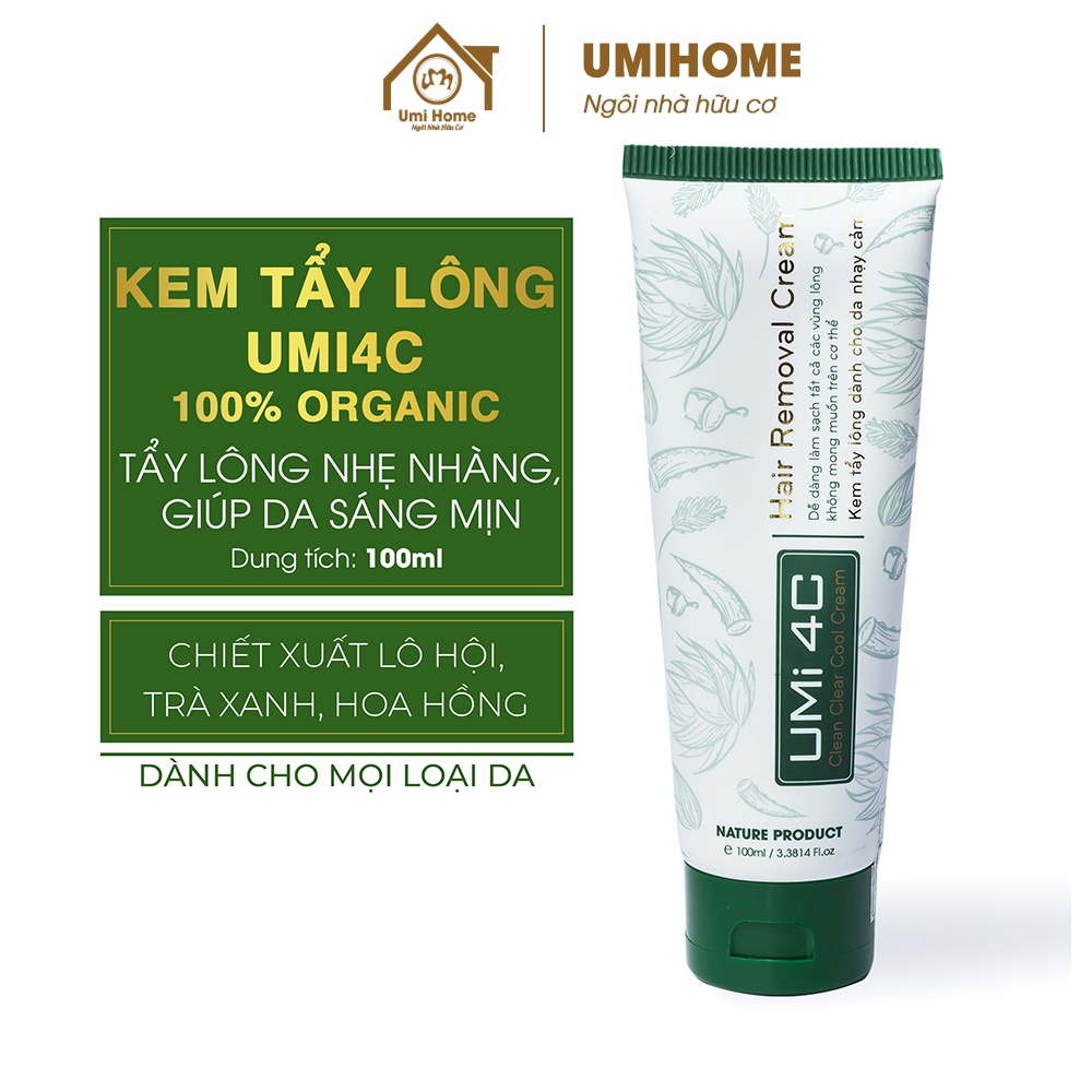 Combo triệt lông Chân Tay vĩnh viễn UMIHA ORGANIC với Mỡ trăn U Minh 30ml Hạ và Kem tẩy lông Umi 4C 100ml an toàn