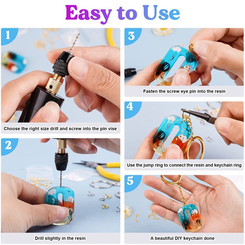Bộ 74 Mũi Khoan Resin Điện Tử Với Kẹp 3 Cánh Với Khoảng Cách Khoan Lớn Hơn (0-3mm), Móc Khóa