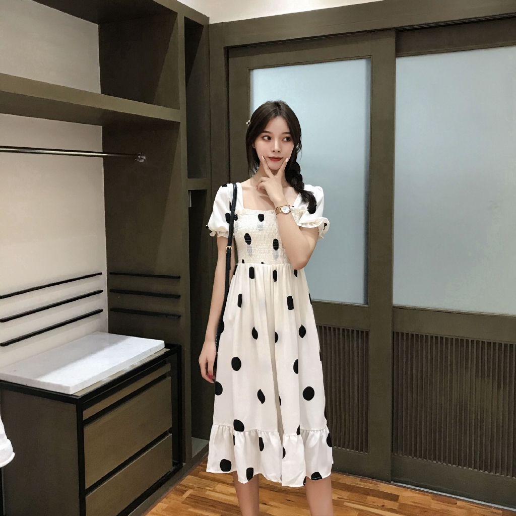 Women's Fashion  Wave point Dress Short Sleeve Elegant Dress | BigBuy360 - bigbuy360.vn