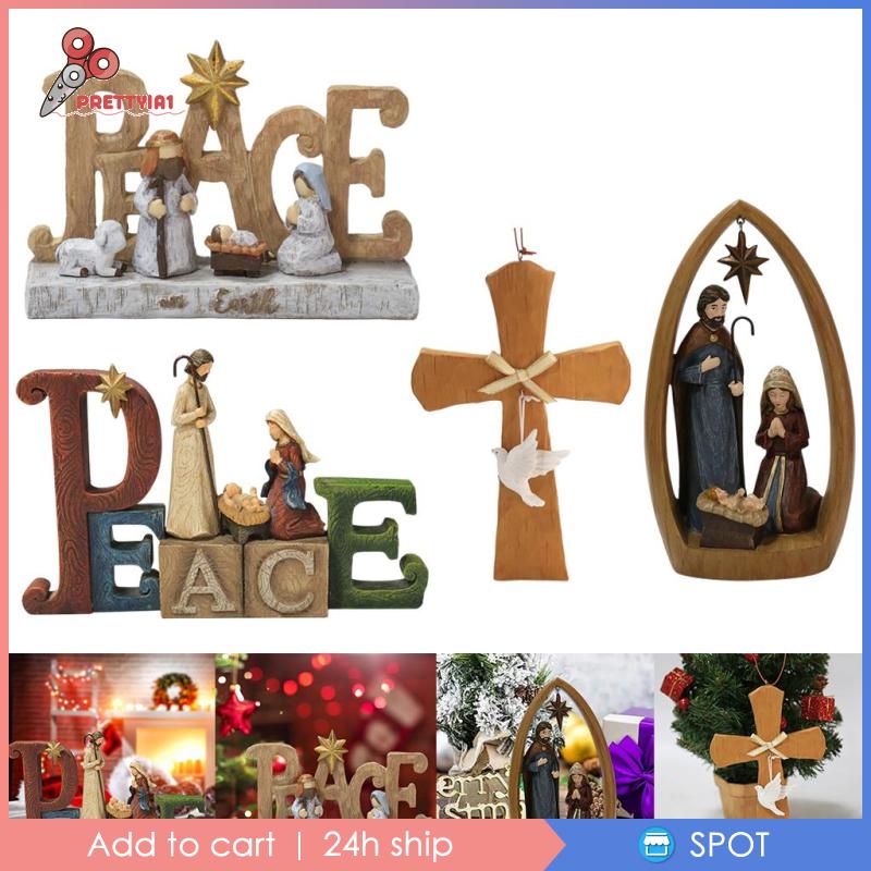 [Prettyia1] Mô Hình Giáng Sinh Bằng Nhựa Resin Thủ Công Kích Thước 24.5x16x5.2CM