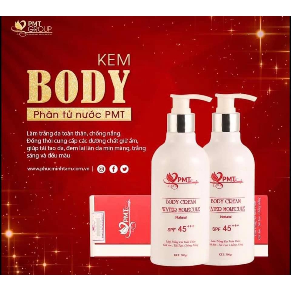 Combo Kem Body Phân Tử Nước PMT - Siêu Phẩm Chống Nắng, Dưỡng Trắng Da Toàn Thân