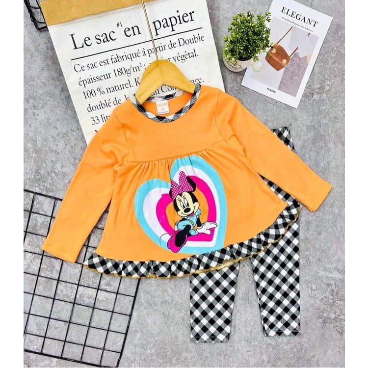 Bộ tay dài quần dài Thun Borip xuất Loại 1 bé gái size đại 23-45kg Quần áo trẻ Em Pikakid's