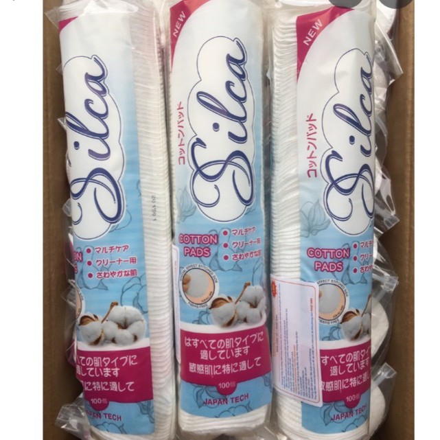 Bông Tẩy Trang Silca Nhật Bản 120 miếng  FREESHIP  thiết kế mặt tròn viền , bông mềm mịn ,không kích ứng da sài cực đã