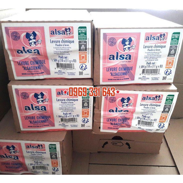 Bột nổi/ bột nở ALSA hàng Pháp - Lôc 8 gói mẫu mới - Baking powder Alsa (Sỉ giá tốt)