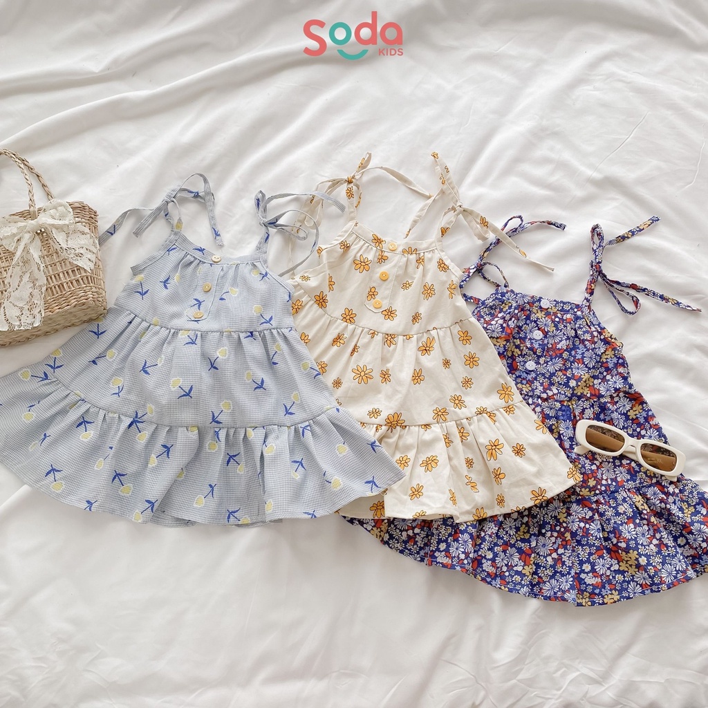 Váy bé gái SODA KIDS 2 dây hoa nhí chất liệu thô mềm, mát phong cách Hàn Quốc