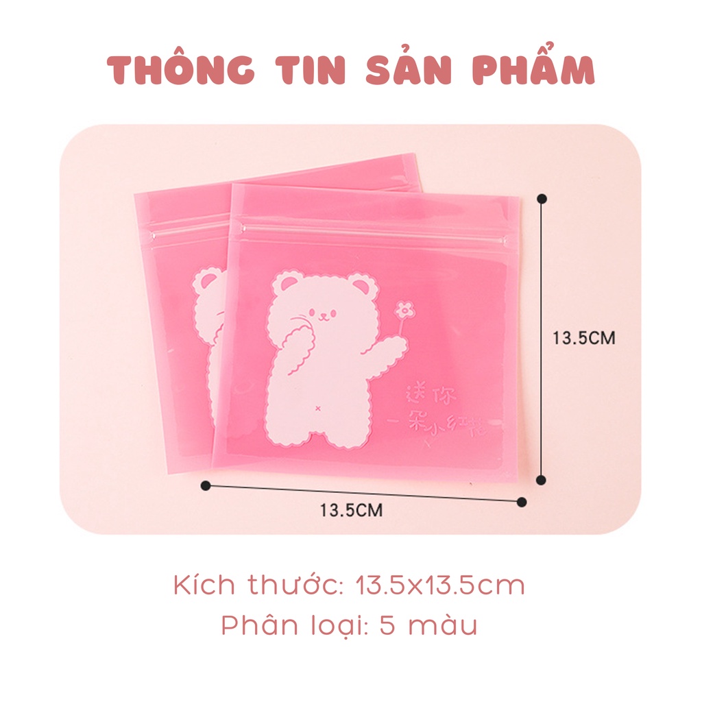 Túi zip đựng thực phẩm bánh kẹo phụ kiện DABU hình dễ thương 5 màu