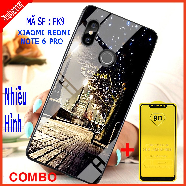 COMBO ỐP LƯNG XIAOMI REDMI NOTE 6 PRO (ốp kính 3D + tặng kemgf kính cường lực full màn hình) educase66