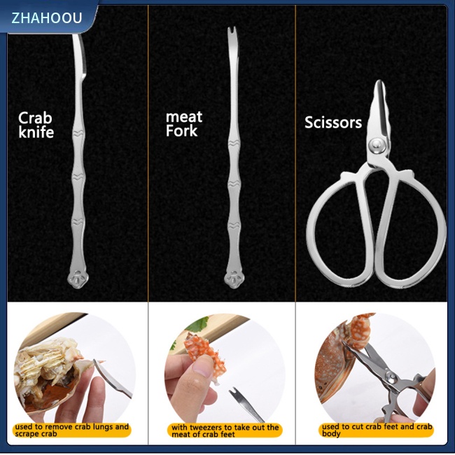 ☃Nhà☃ Set 8 Dụng Cụ Ăn Cua Bằng Thép Không Gỉ