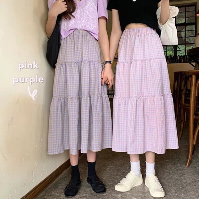 Chân váy xoè xếp tầng bánh bèo kẻ caro Ulzznag style 🌸 Hàng Quảng Châu