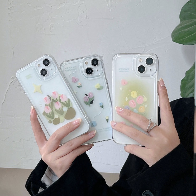 Huawei Y9S Y9 Prime 2019 Nova 7 7i SE 3 5T 4e Honor 20 8X Mate 40 30 20 P40 P30 P20 Pro Lite Butterfly Flowers Tulip Airbag Shockproof Clear Space Phone Case Fine Hole Back Cover JSCK 17