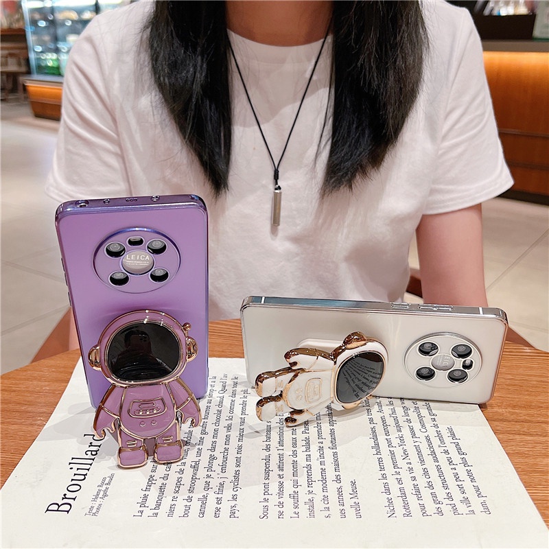 Ốp Điện Thoại Mềm Chống Sốc Mạ Điện Họa Tiết Phi Hành Gia Sang Trọng Cho HUAWEI P20 30 40 50 pro NOVA7 8