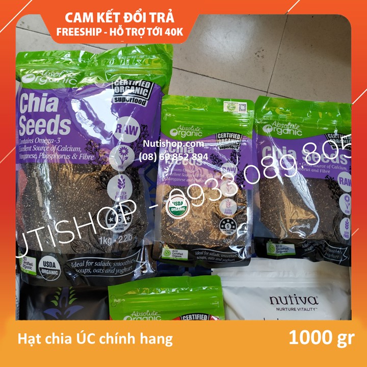 [TẶNG BÚT PHÂN BIỆT CHÂT LƯỢNG] Hạt Chia Seeds Úc ABSOLUTE ORGANIC - Hàng Chuẩn Úc Soi đáy tem Eco-farms