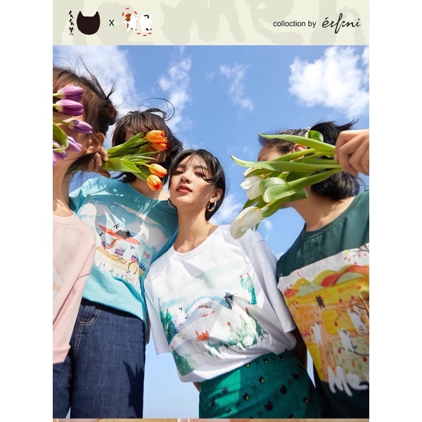 Áo thun hoạ tiết nhiều màu Eifini