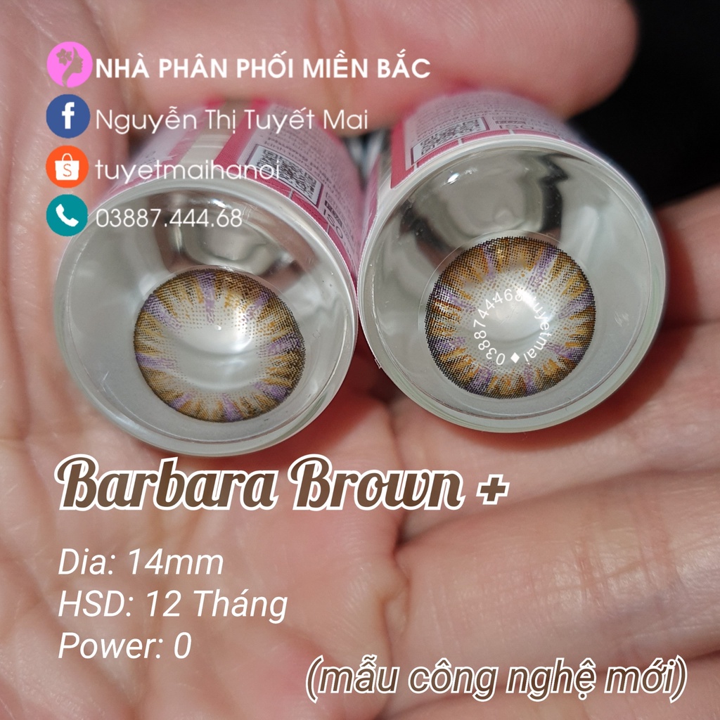 Lens Màu Nâu Tây 3 Tone Barbara Brown 14mm - Kính Áp Tròng Hàn Quốc Vassen Sexy Me