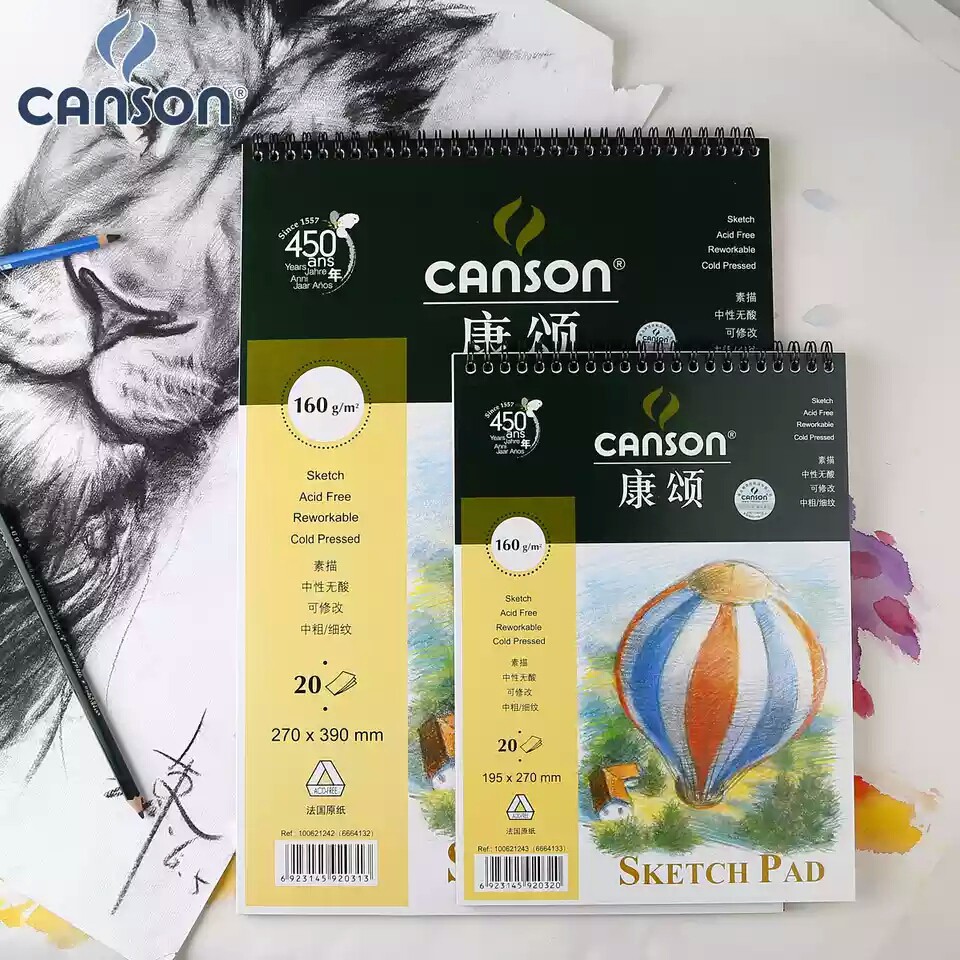 Giấy vẽ chì Canson Sketch Book 160gsm 20 tờ