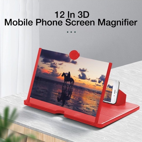 10/12 Inch Kính lúp màn hình điện thoại 3D Kính lúp HD Thiết kế gấp Chân đế phim 3d