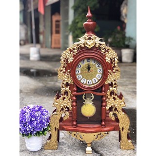 Đồng hồ gỗ Hương để bàn