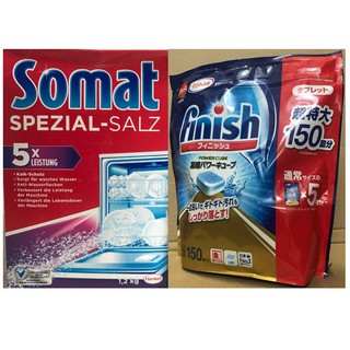 Combo viên rửa bát finish 150 v+ muối rửa bát somat 1,2kg