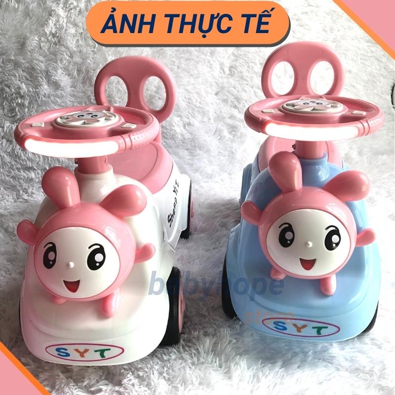 Xe chòi chân cho bé 1 tuổi, xe lắc cho bé hình thỏ có nhạc đèn led