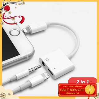 Jack chia cổng vừa sạc vừa đeo tai nghe 3.5mm có mic cho iphone 7/8/x/xsmax