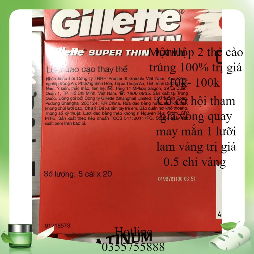 Lưỡi Lam Gillette Super Thin Platinum - Hộp 100 Lưỡi