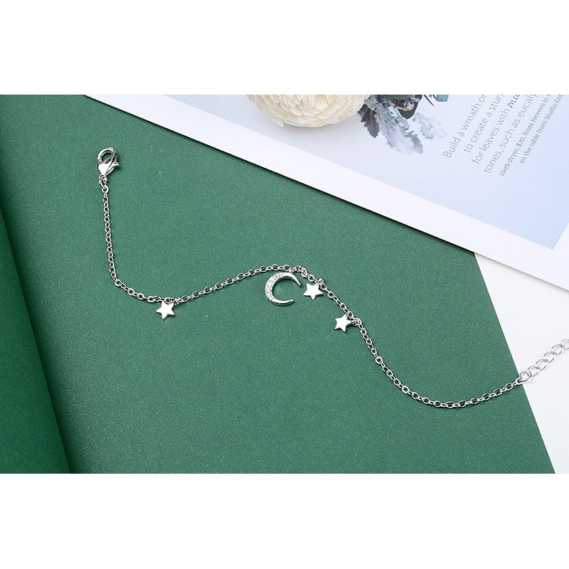 Lắc tay nữ mạ bạc ngôi sao mặt trăng