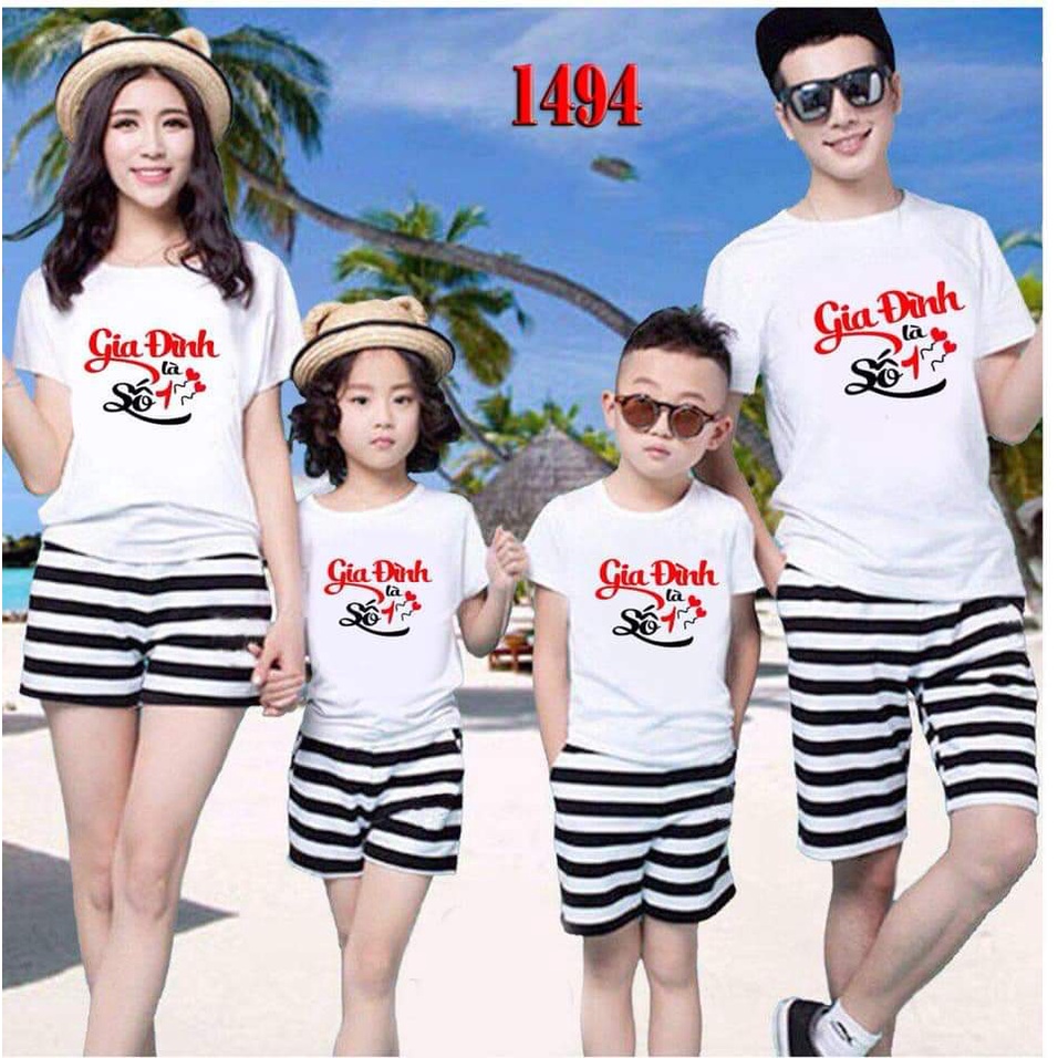 Áo đồng phục gia đình cổ tròn Gia Đình Là Số 1 áo Màu Trắng vải Cotton thoáng mát Nam Nữ một fome đủ size .