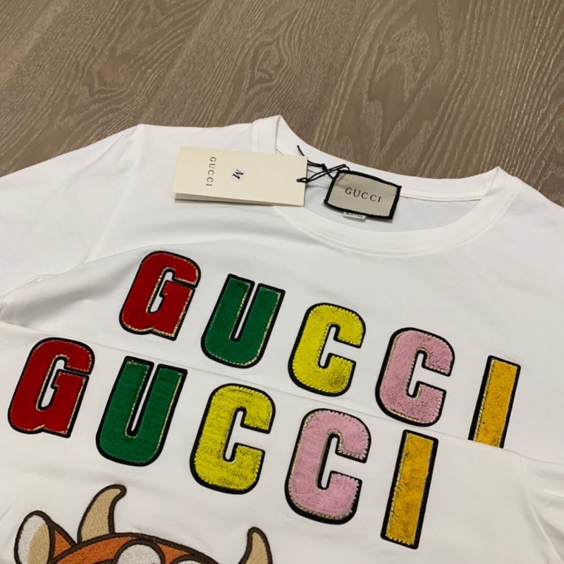 Áo phông nam nữ Gucci GC hàng cao cấp tên thương hiệu in nổi siêu xinh