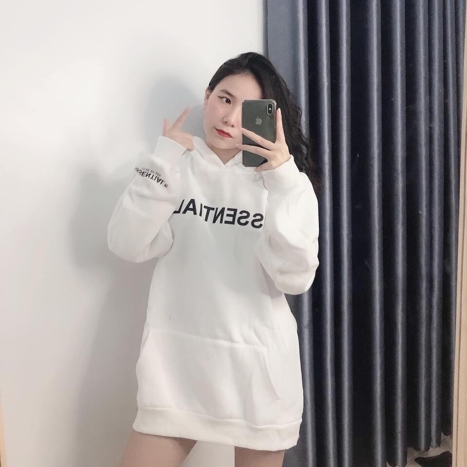 áo HOODIES Esential nỉ ấm in cao su chữ nổi siêu đỉnh túi zip đầy đủ | BigBuy360 - bigbuy360.vn