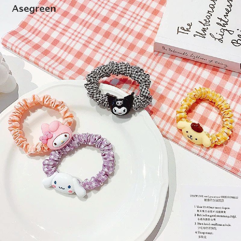 [Asegreen] Dây Buộc Tóc Đuôi Ngựa Cỡ Lớn Màu Kẹo Ngọt In Hình Hoạt Hình Cinnamon Dog Lattic Girl Maruko Dễ Thương
