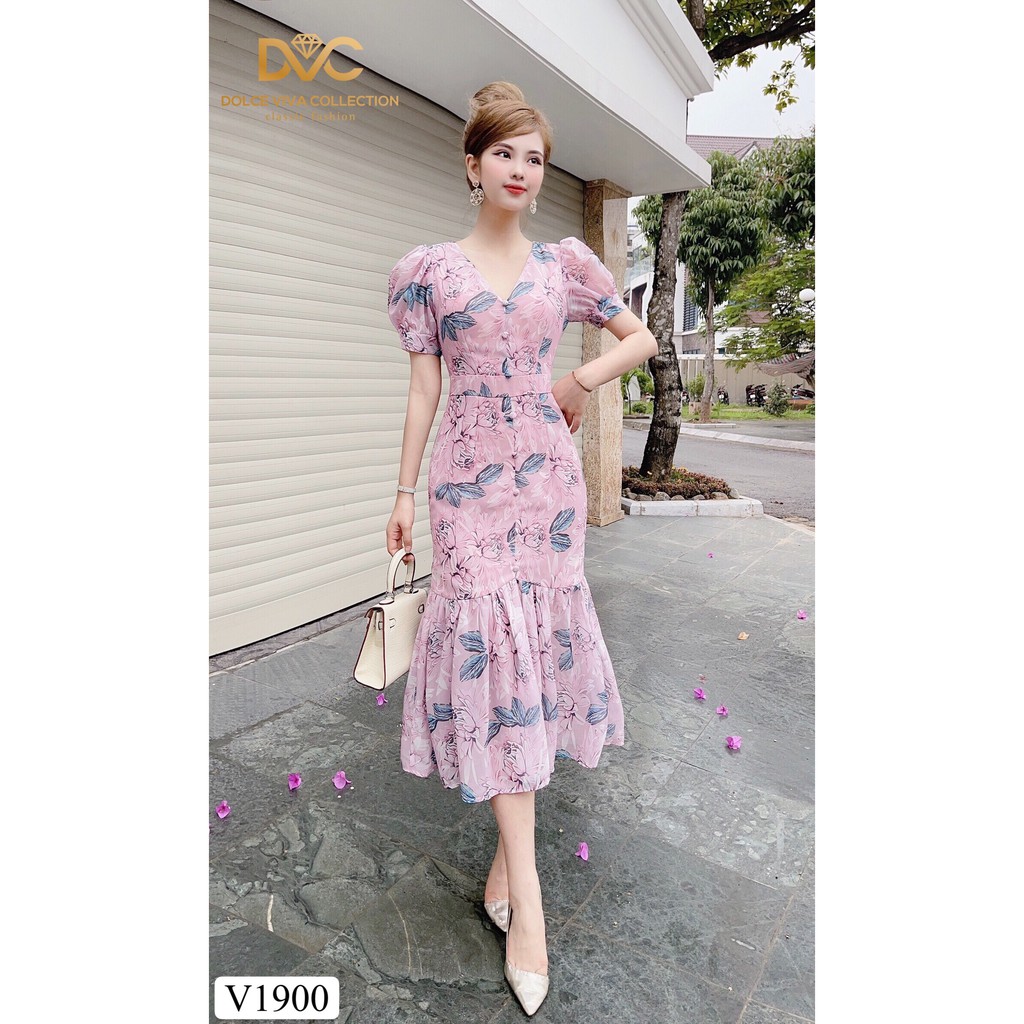 Váy hoa đuôi cá thiết kế V1900  - DOLCE VIVA COLLECTION