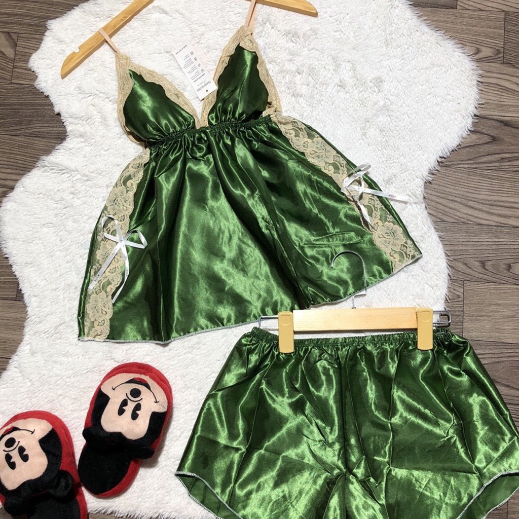 Đồ ngủ gợi cảm ⭐️ FREE SHIP ⭐️ Đồ ngủ lụa hai dây có ren nơ và có mút, DN7 | BigBuy360 - bigbuy360.vn