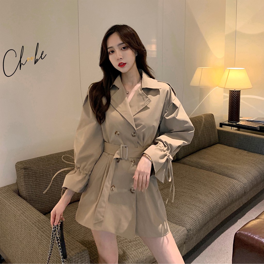 Áo khoác nữ Choobe vải kaki cao cấp, măng tô dáng ngắn, tay nơ, phong cách Hàn Quốc  | BigBuy360 - bigbuy360.vn