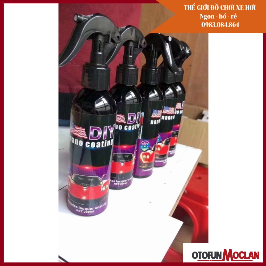 Chai xịt phủ nano chống nước kính, phủ bóng sơn xe ô tô - Chống nước bề mặt kính cận, kính mũ - DIY Nano Coat200ml