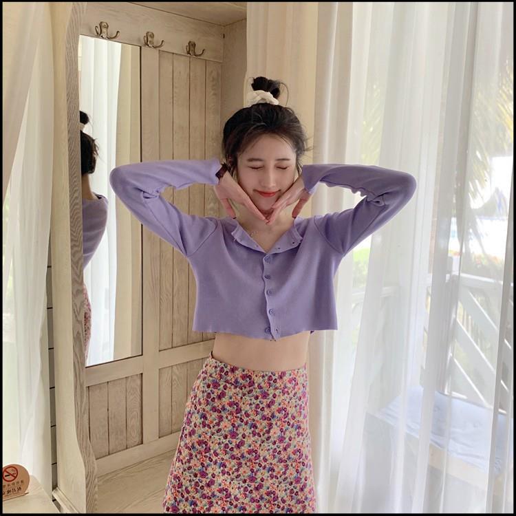 Áo Croptop Dài Tay Nữ GenY Chất Borip Lụa Mềm Mịn Form Rộng Siêu Xinh
