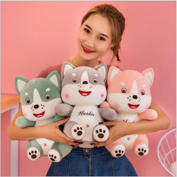 Thú Bông Chó Con Hukies Mặt Mụn Size 25cm (3 Màu) - Diabrand